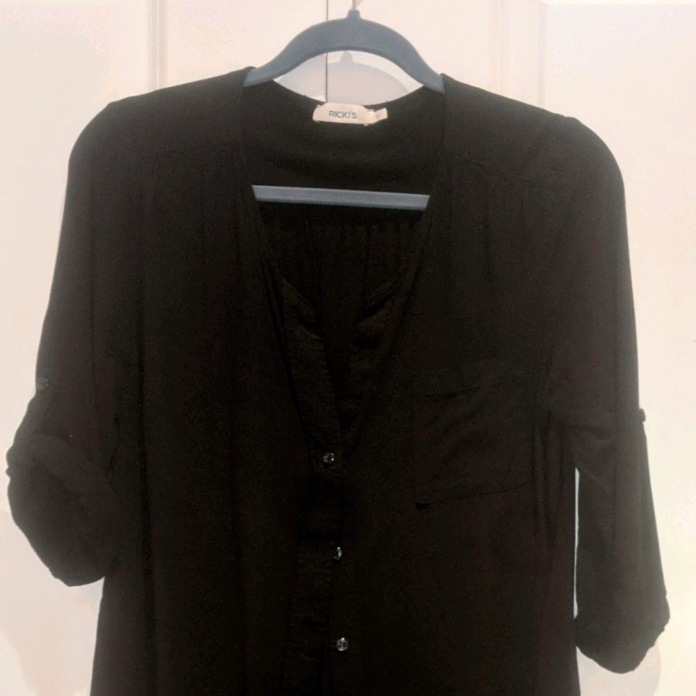 Black v-neck blouse